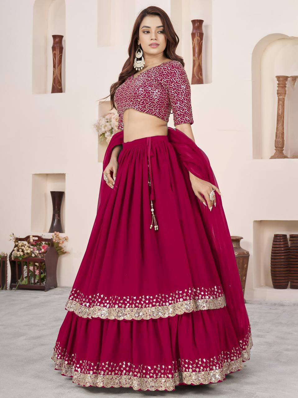 Anchal vol 2 Georgette Pink Wholesale lehenga choli suppliers in Delhi